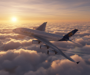 Airbus A380 in flight, representing the evolution of aviation technology.