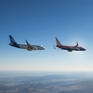 Airbus A320 vs Boeing 737 mid-flight comparison.