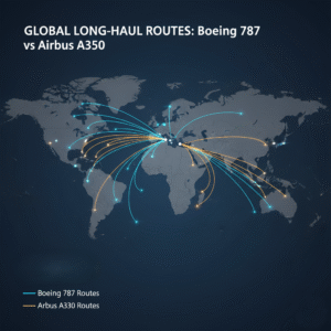 Long-haul route map for 787 and A350